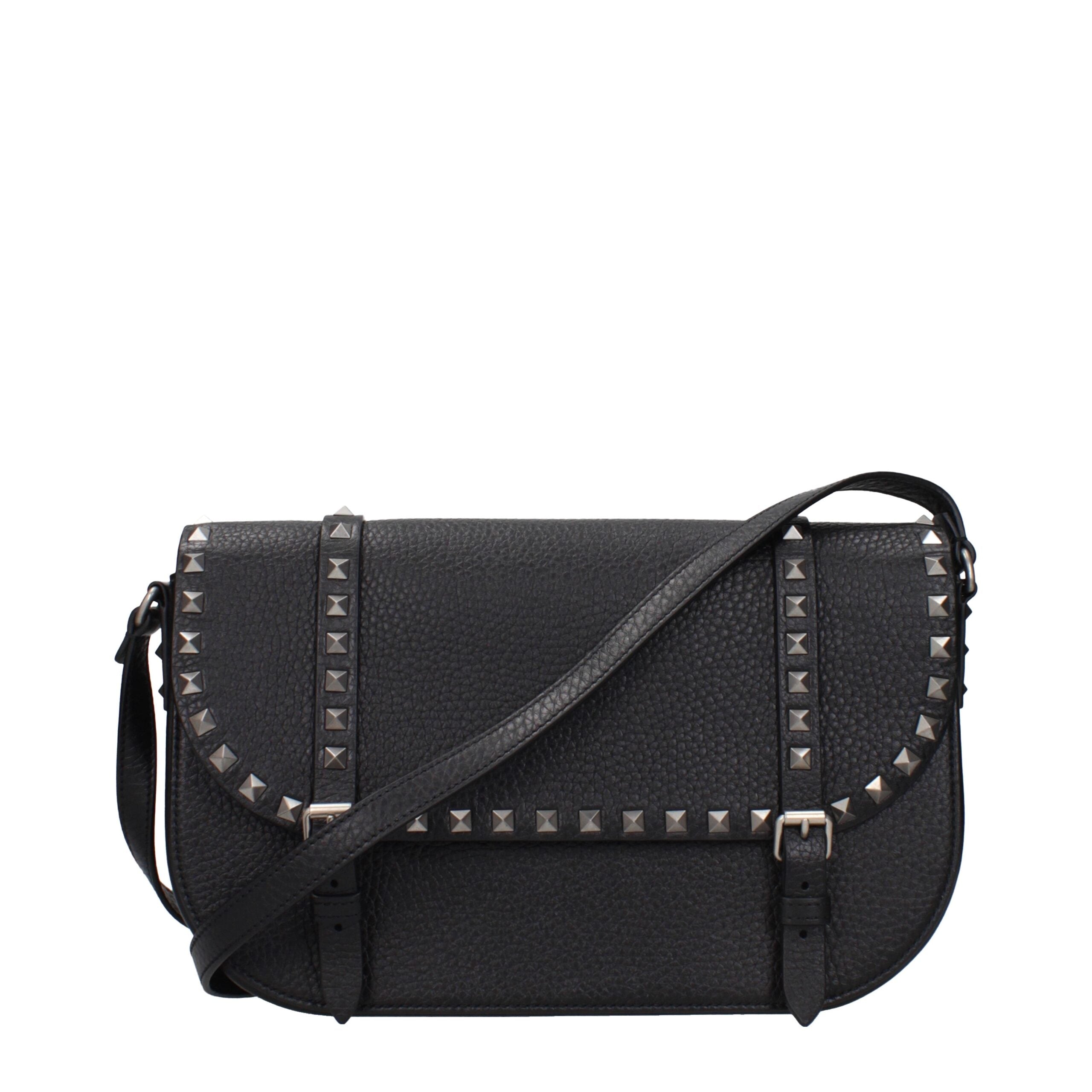 Valentino Garavani Schwarze Leder-Umhängetasche