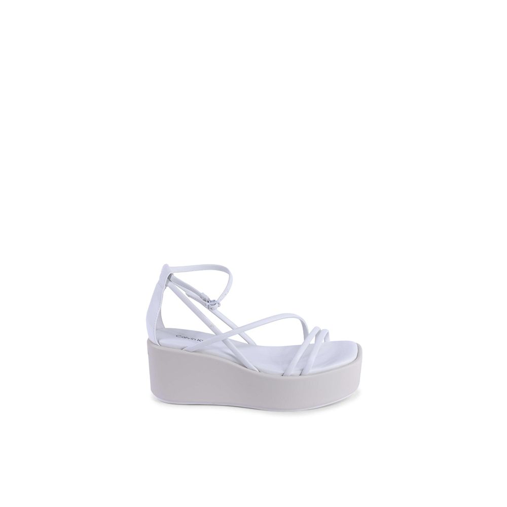 Calvin Klein Weiße Leder-Plateau-Sandalen