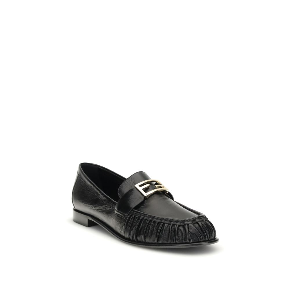 Fendi Schwarze Kalbsleder Bos Taurus Slip-On Loafers