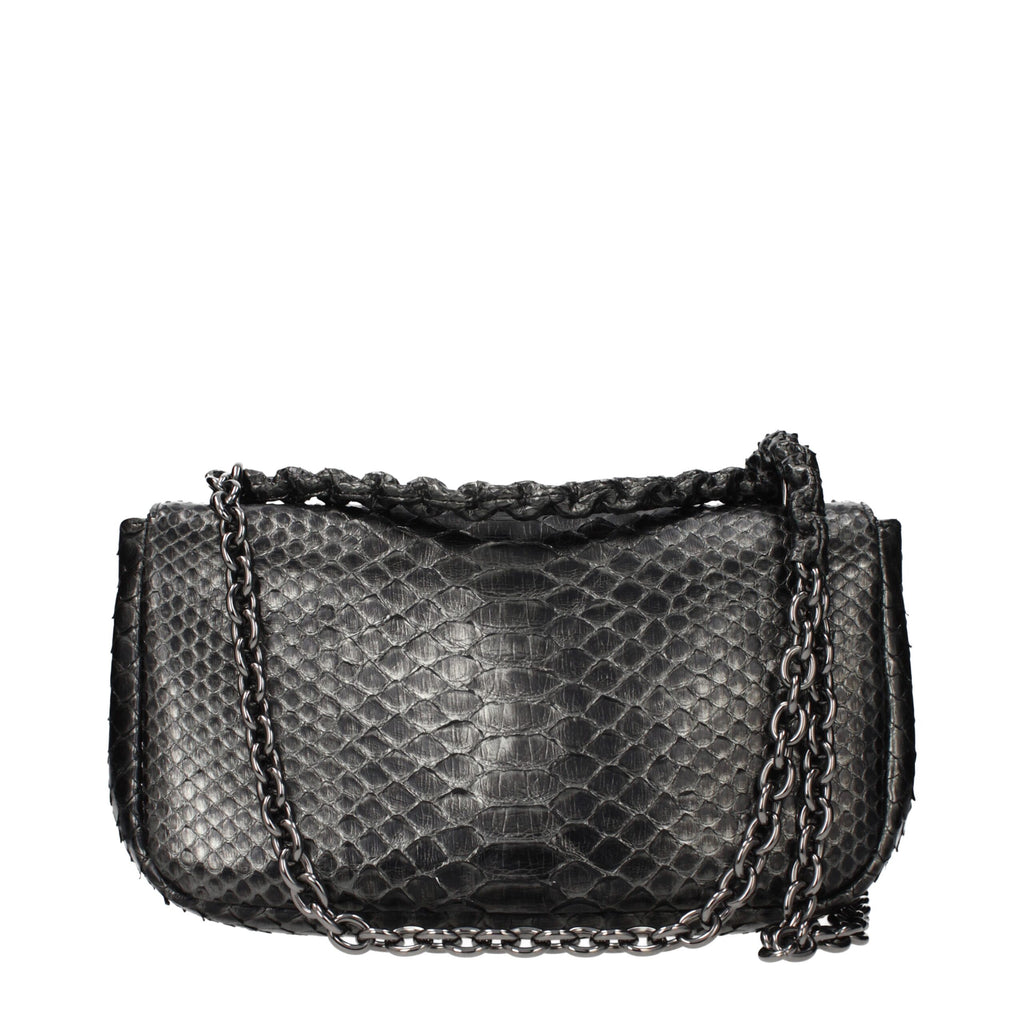 Tom Ford Silbergraue Schultertasche aus Pythonleder