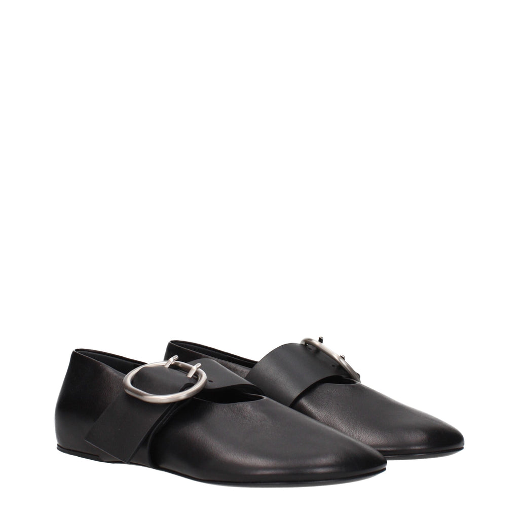 Jil Sander Schwarze Leder-Ballerinas