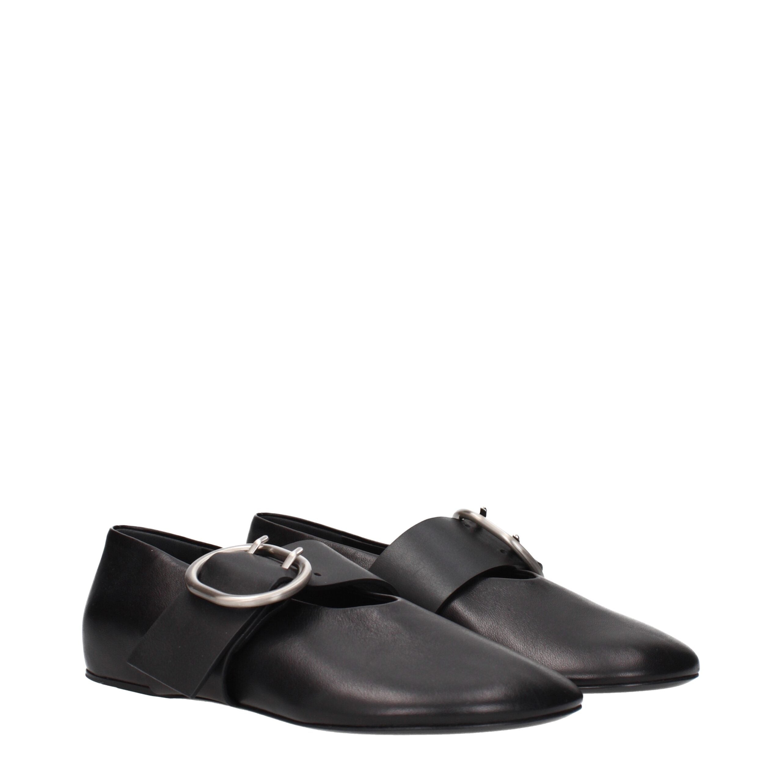 Jil Sander Schwarze Leder-Ballerinas