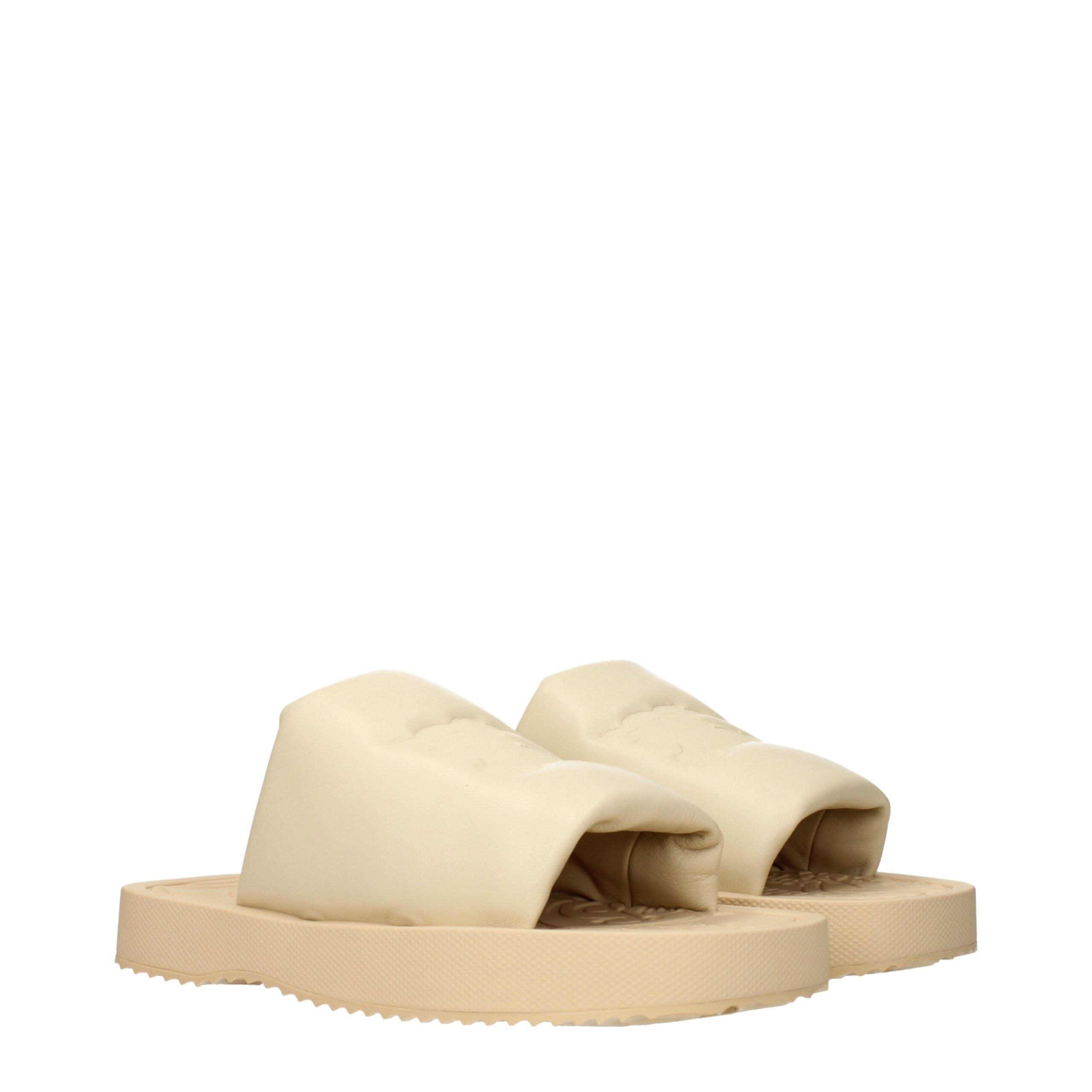 Burberry Beigefarbene Lederslipper