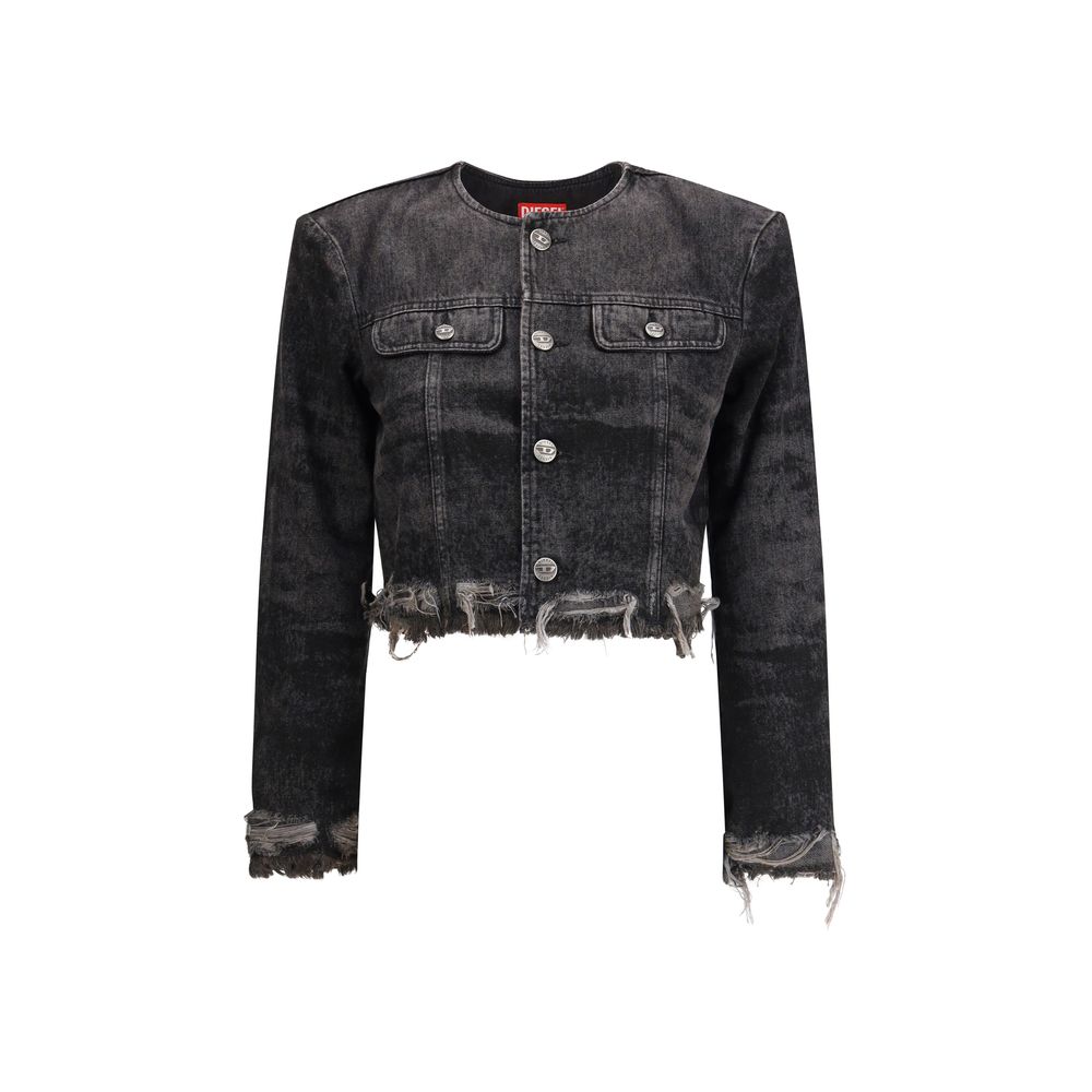 Diesel Graue Baumwoll-Hanf-Jeansjacke