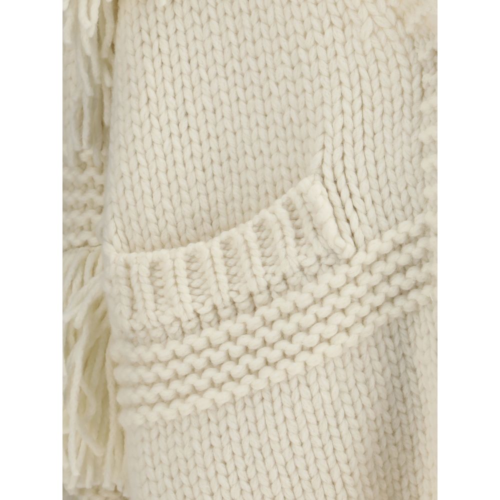 Moncler Grenoble Strickjacke aus Creme-Polyamid