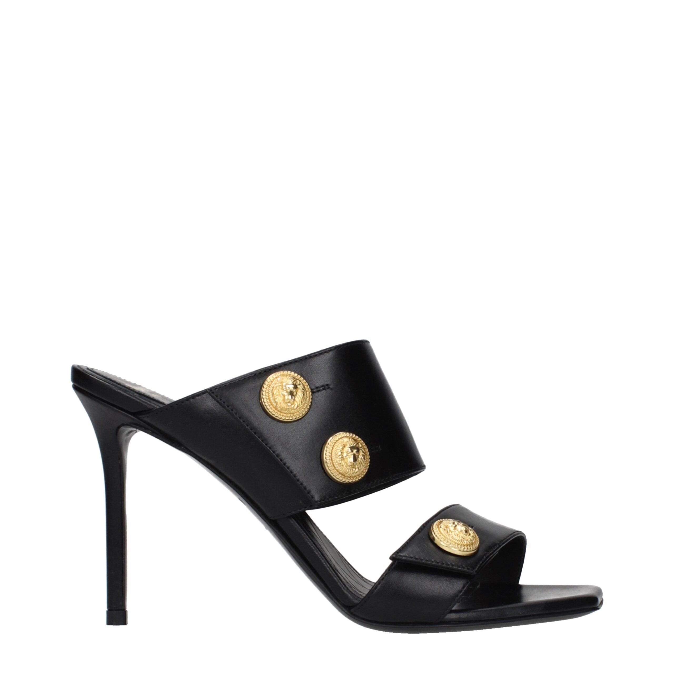 Balmain Schwarze Leder-Stilettosandalen