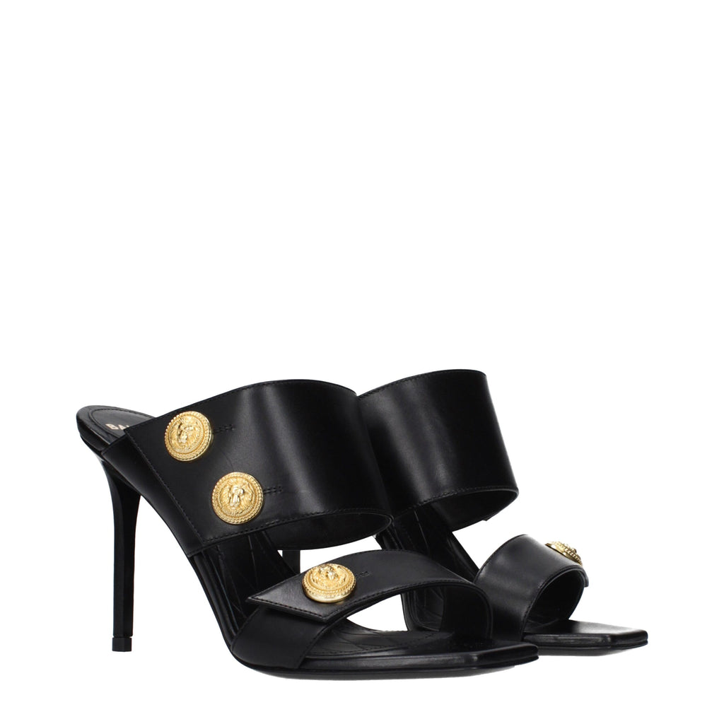 Balmain Schwarze Leder-Stilettosandalen
