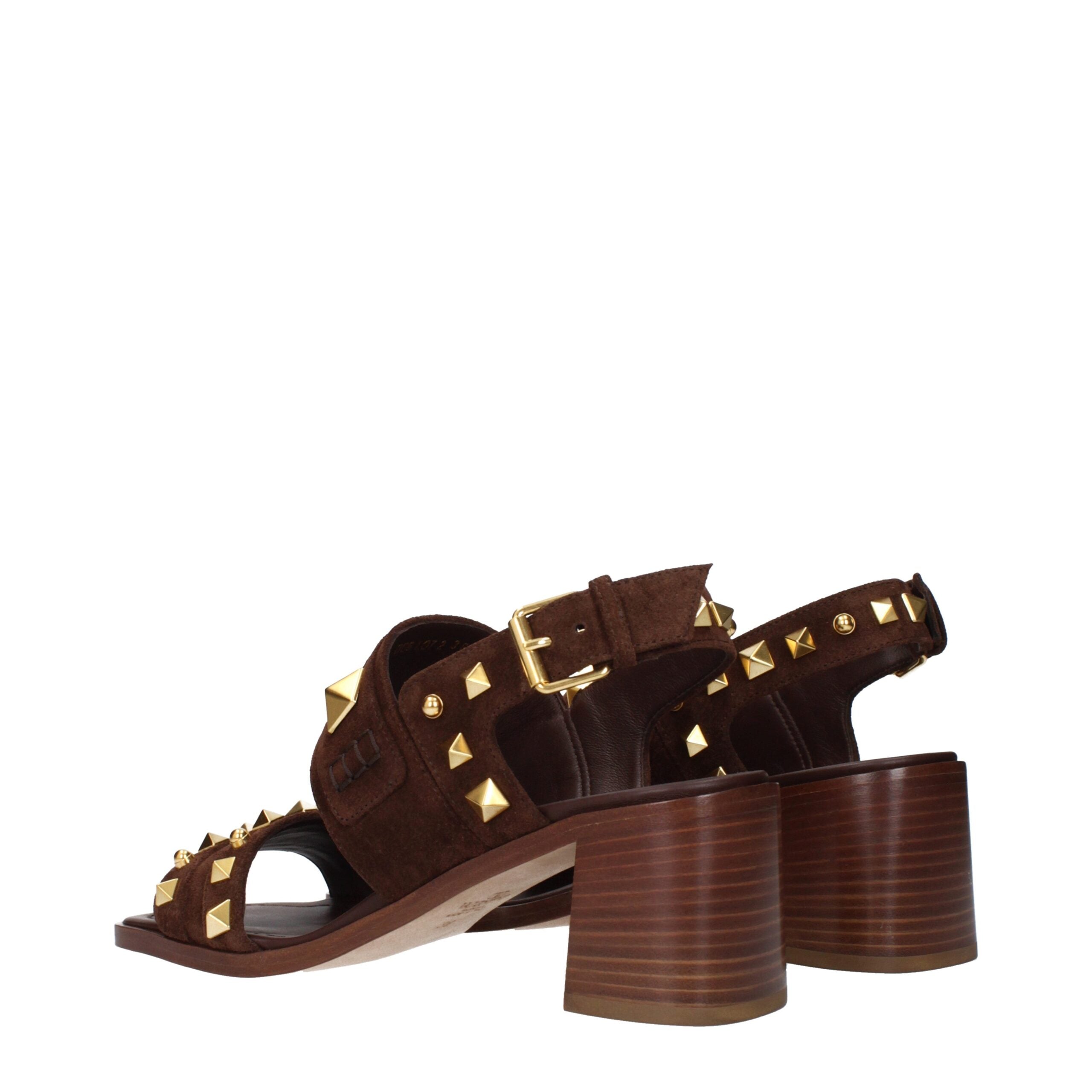 Valentino Garavani Braune Leder-Riemchensandalen