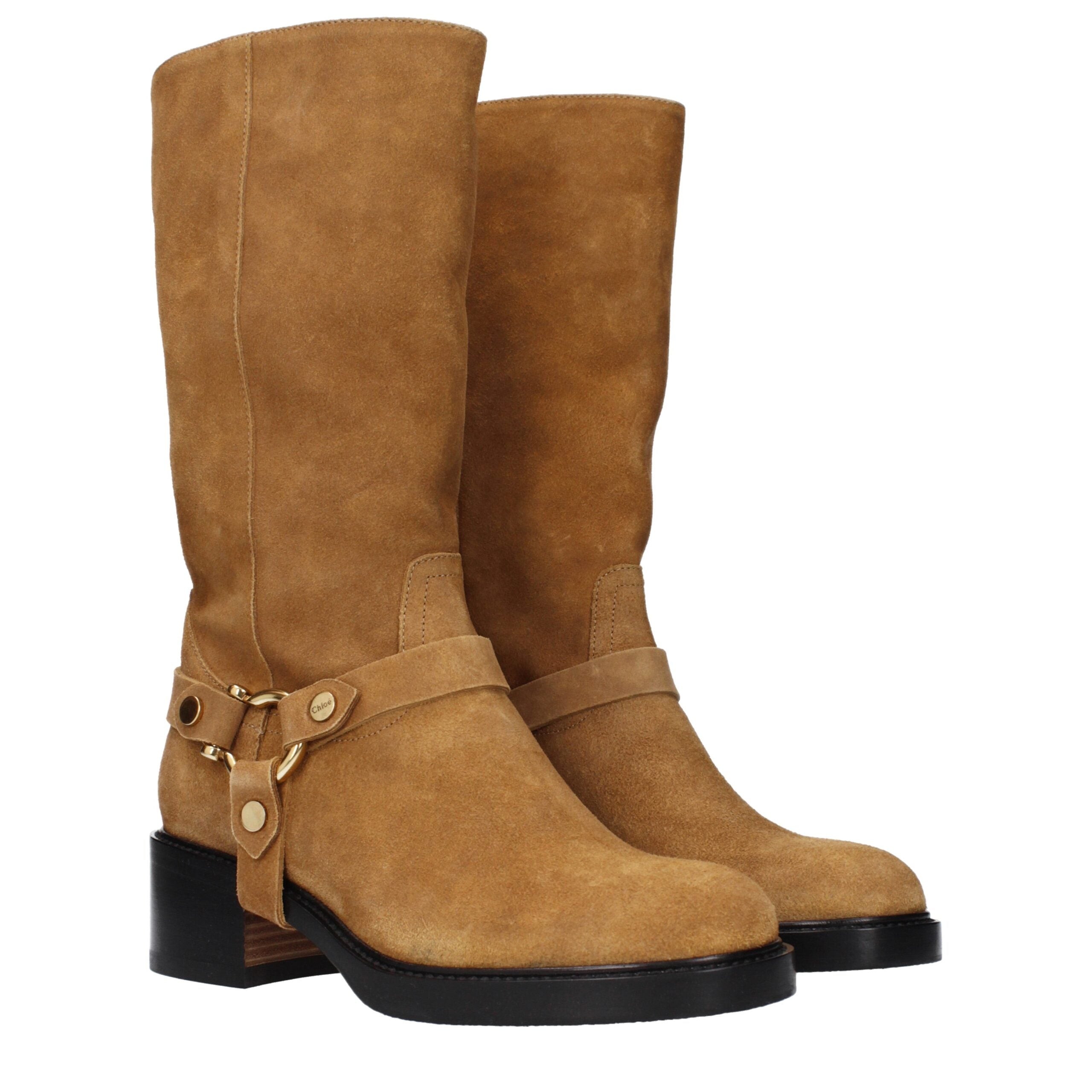 Chloé Braune Leder-Ankle-Boots