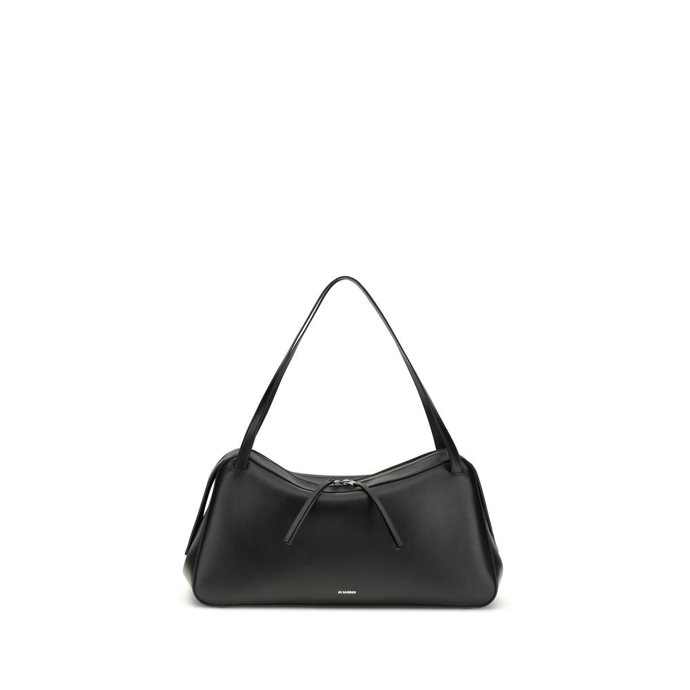 Jil Sander Schwarze Schultertasche aus Kalbshaut Bos Taurus