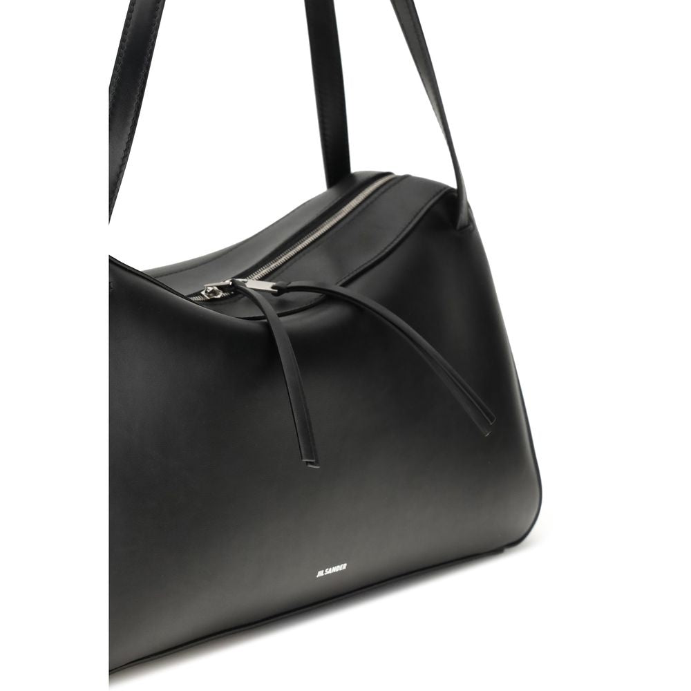 Jil Sander Schwarze Schultertasche aus Kalbshaut Bos Taurus