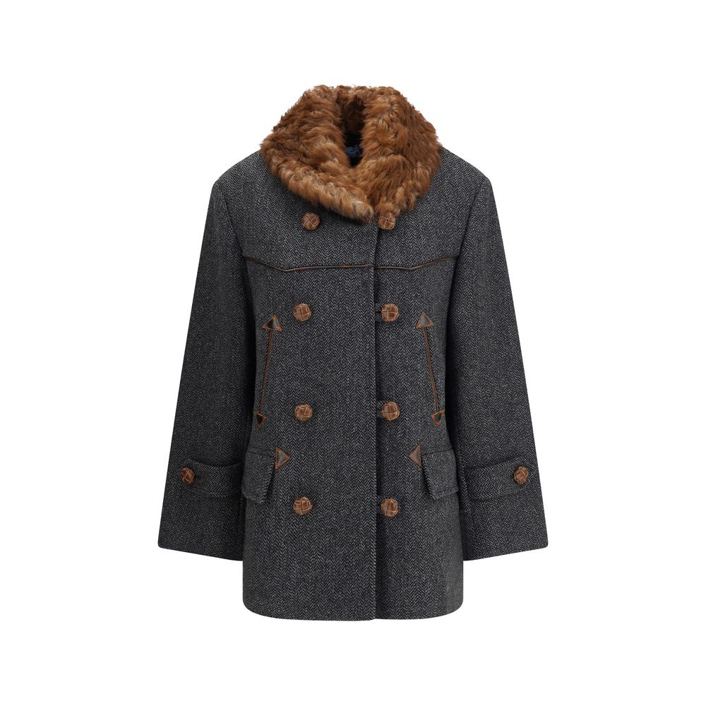 Prada Grauer Wollmantel aus Fleece
