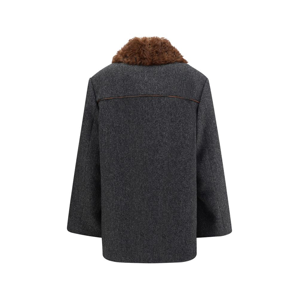 Prada Grauer Wollmantel aus Fleece