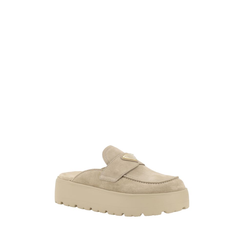 Prada Beige Gummisohle Plateau-Loafer