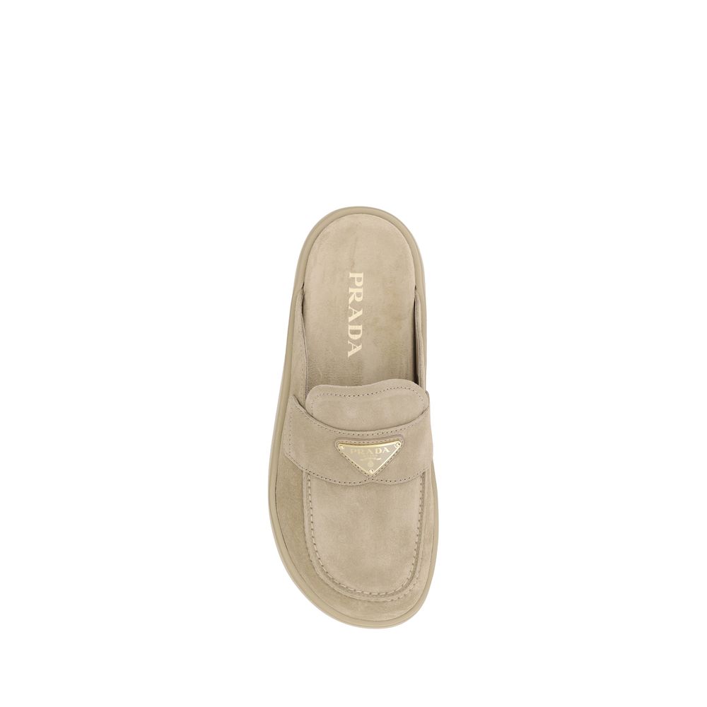 Prada Beige Gummisohle Plateau-Loafer