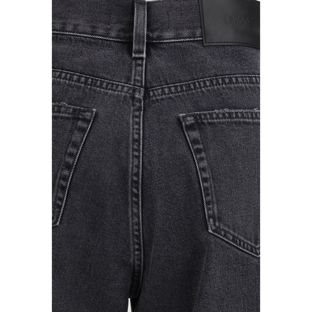 Chloé Schwarze Jeans mit hoher Taille aus Baumwolle