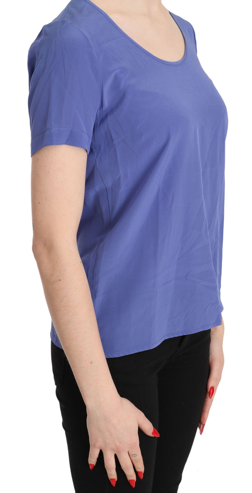 Patrizia Pepe Seidenbluse mit kurzen Ärmeln in Lila