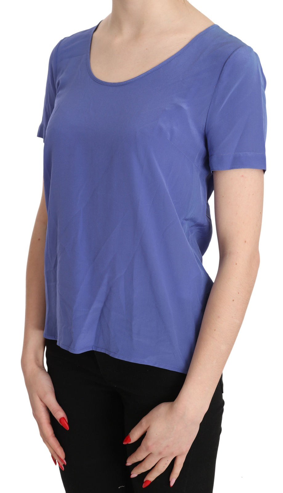 Patrizia Pepe Seidenbluse mit kurzen Ärmeln in Lila