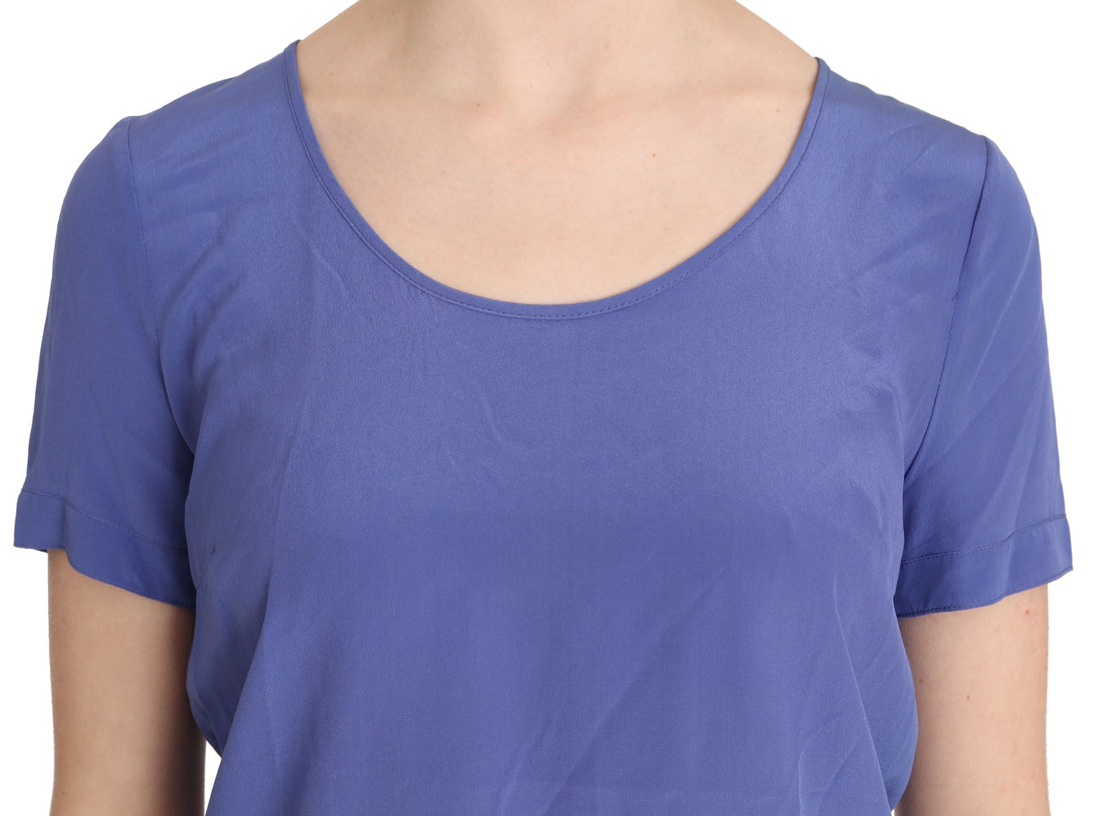 Patrizia Pepe Seidenbluse mit kurzen Ärmeln in Lila