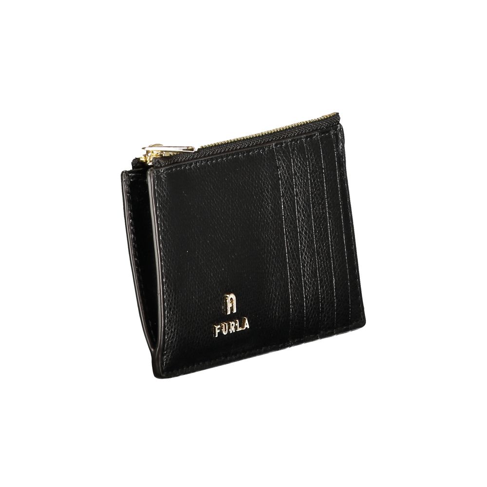 Furla Schwarze Leder Damen Geldbörse