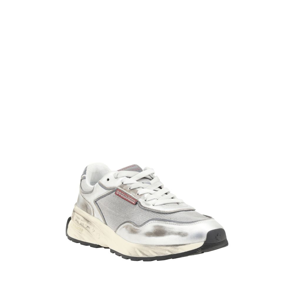 Dsquared² Weiße Bos Taurus Kalbsleder-Sneakers