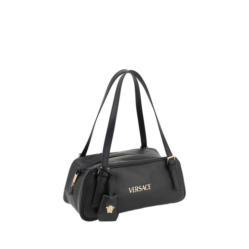 Versace Schwarze Lammleder Schultertasche Ovis Aries Aries