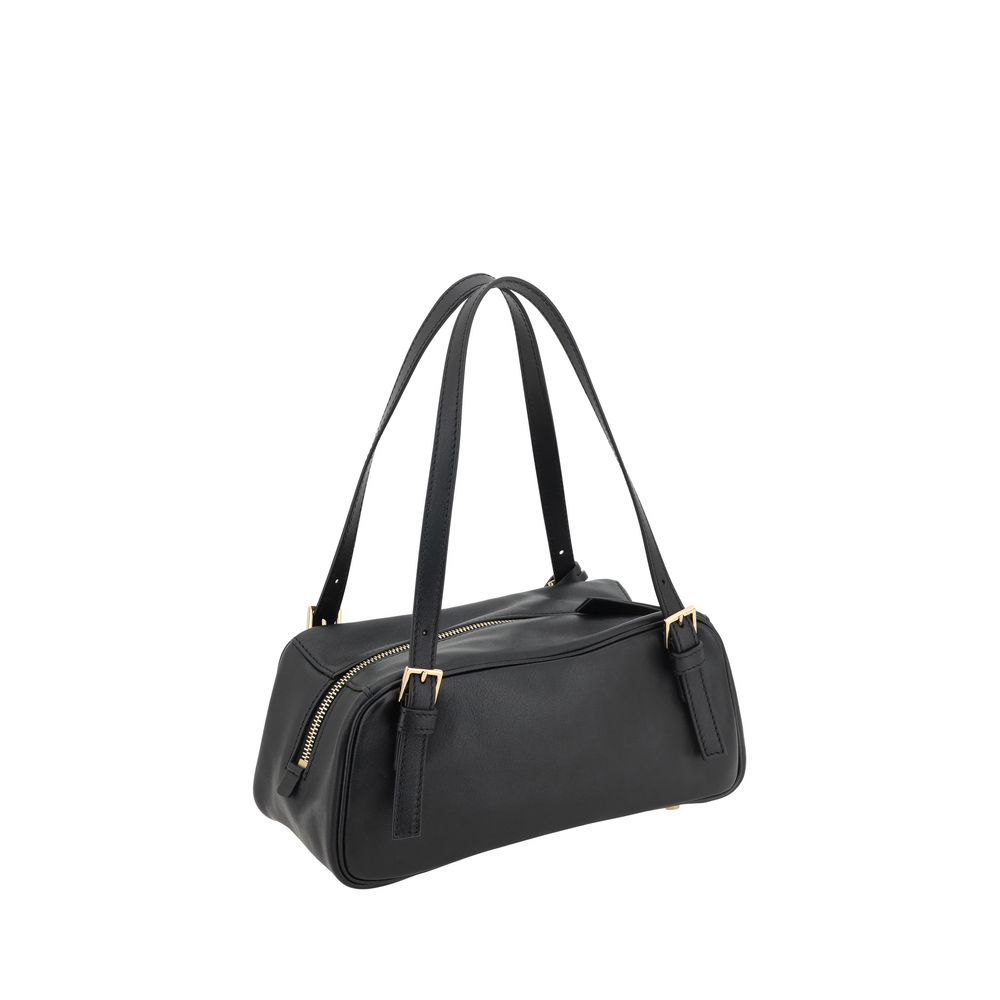 Versace Schwarze Lammleder Schultertasche Ovis Aries Aries