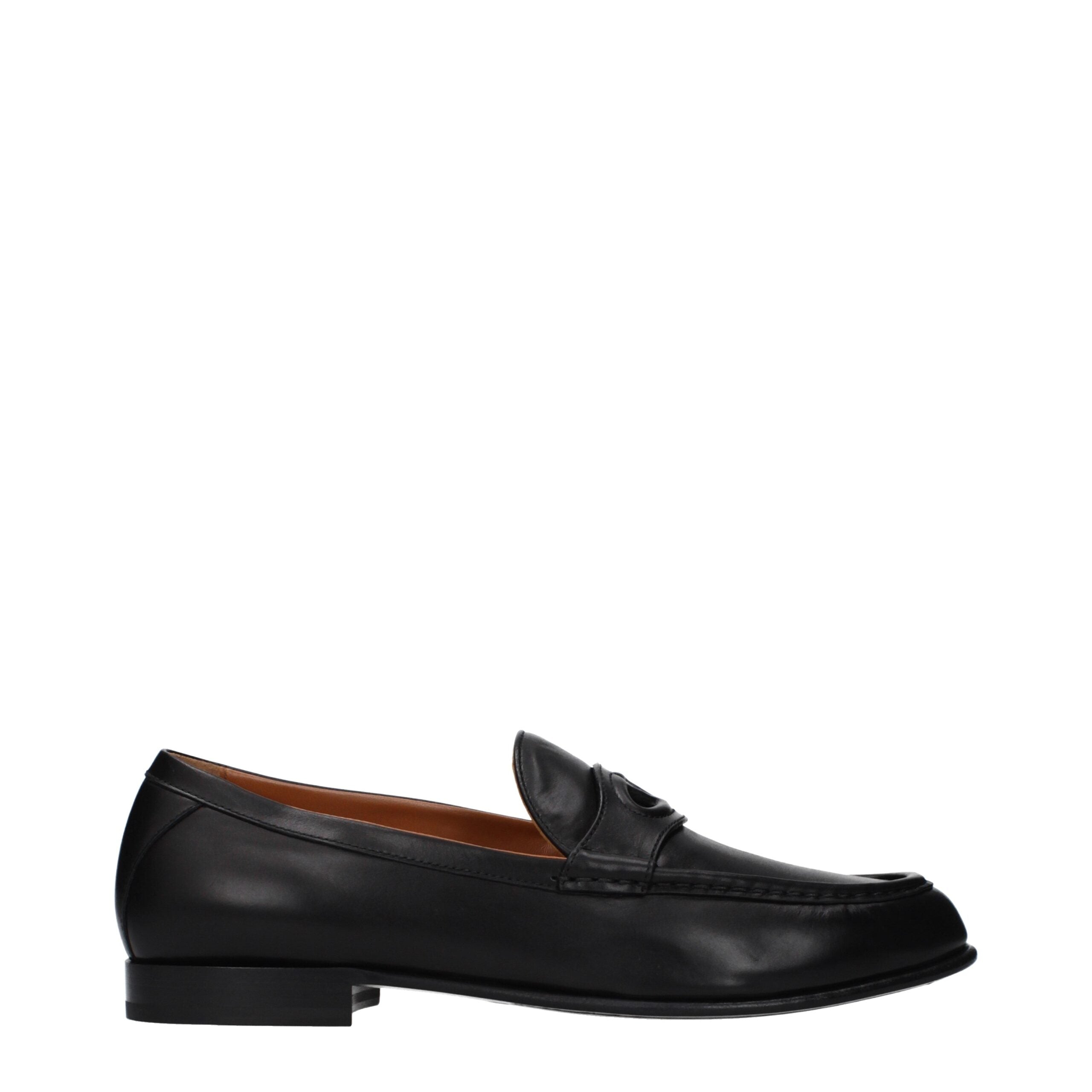 Valentino Garavani Schwarze Loafer aus Leder zum Hineinschlüpfen