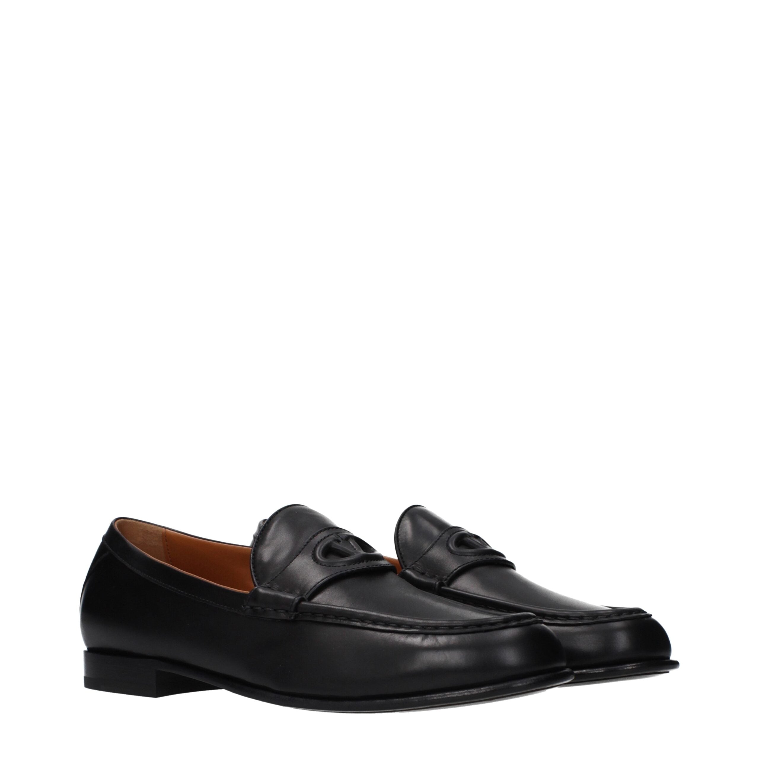 Valentino Garavani Schwarze Loafer aus Leder zum Hineinschlüpfen