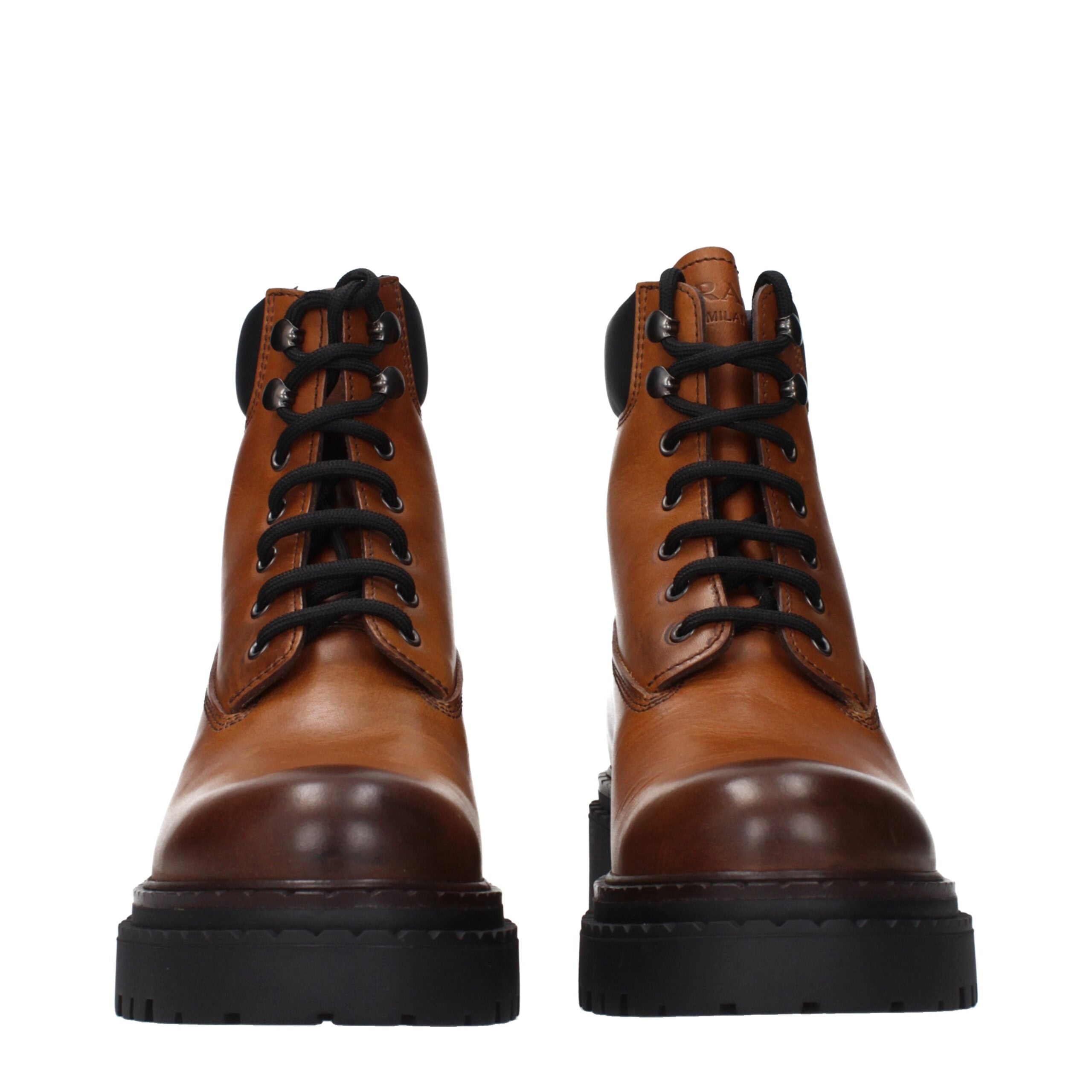 Prada Braune Leder-Ankle Boots