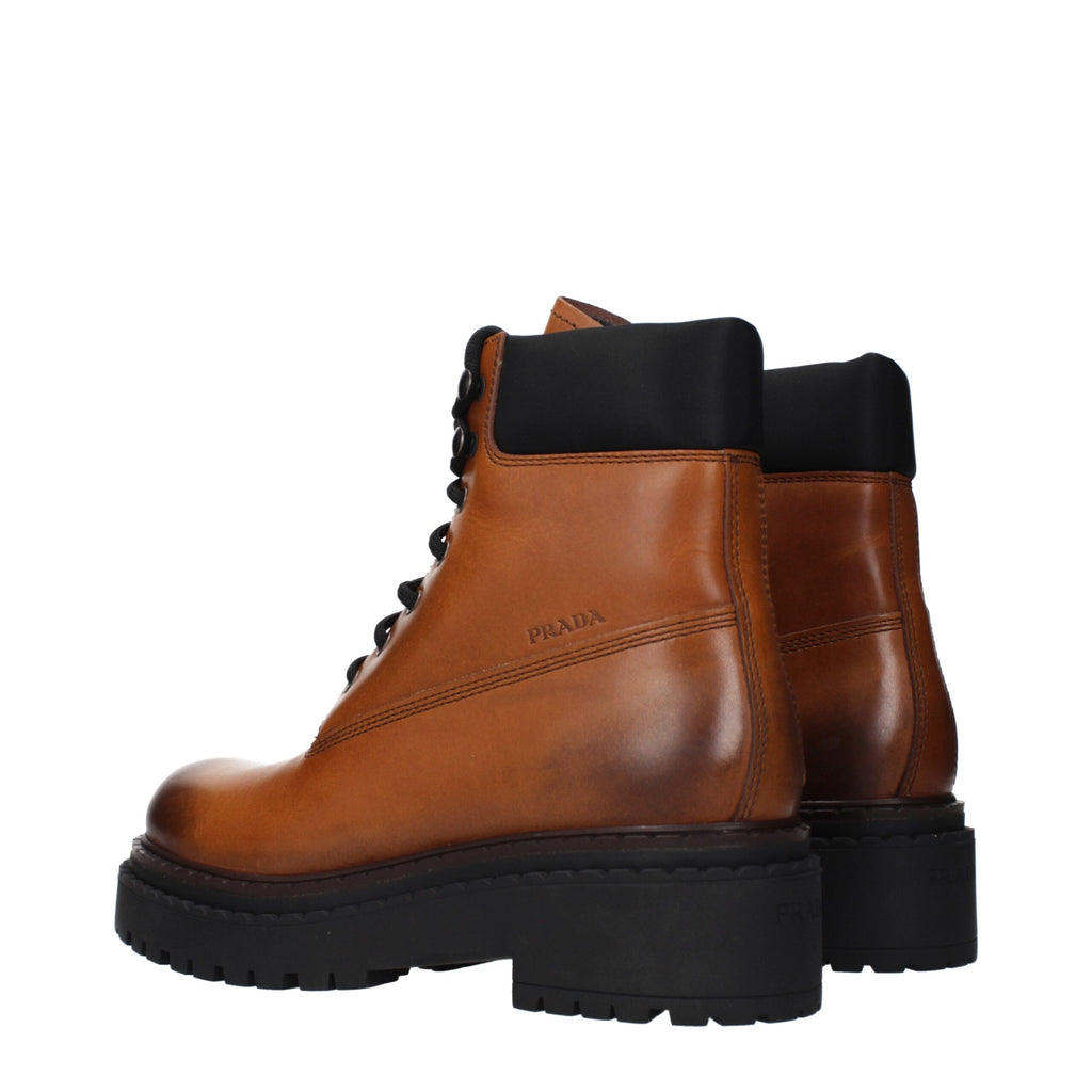 Prada Braune Leder-Ankle Boots