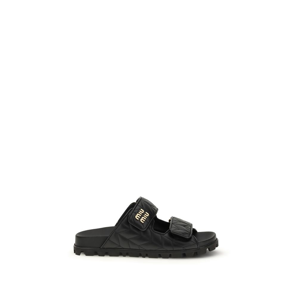 Miu Miu Schwarze Napa Leder / Kalbsleder Bos Taurus Slipper