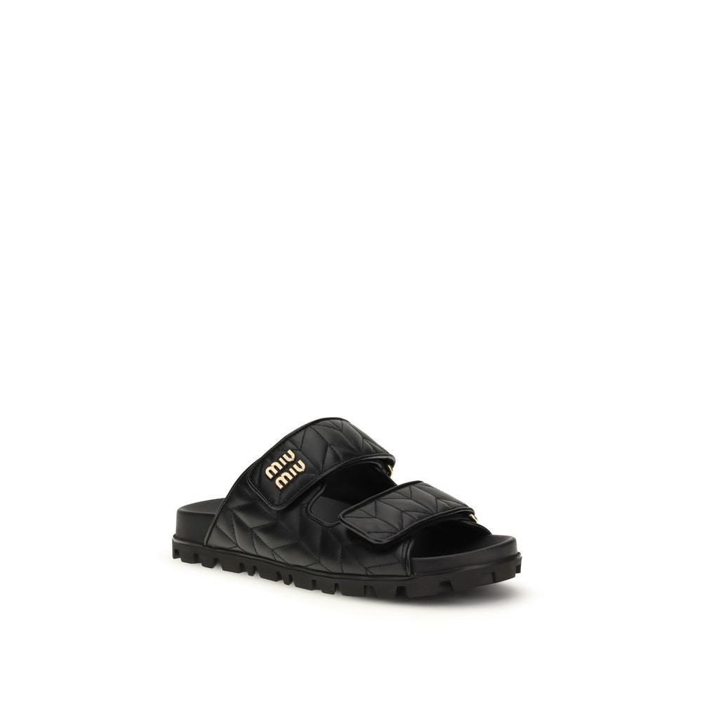 Miu Miu Schwarze Napa Leder / Kalbsleder Bos Taurus Slipper
