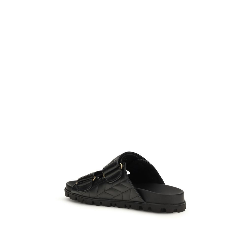 Miu Miu Schwarze Napa Leder / Kalbsleder Bos Taurus Slipper