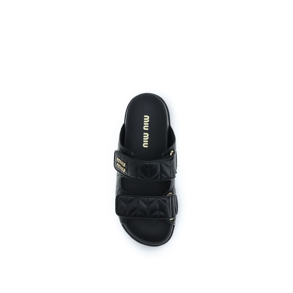 Miu Miu Schwarze Napa Leder / Kalbsleder Bos Taurus Slipper