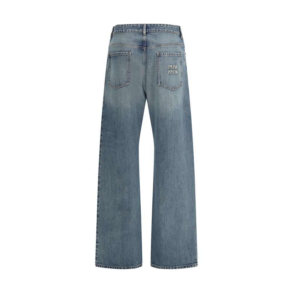 Miu Miu Blaue Jeans aus Baumwolle im geraden Schnitt