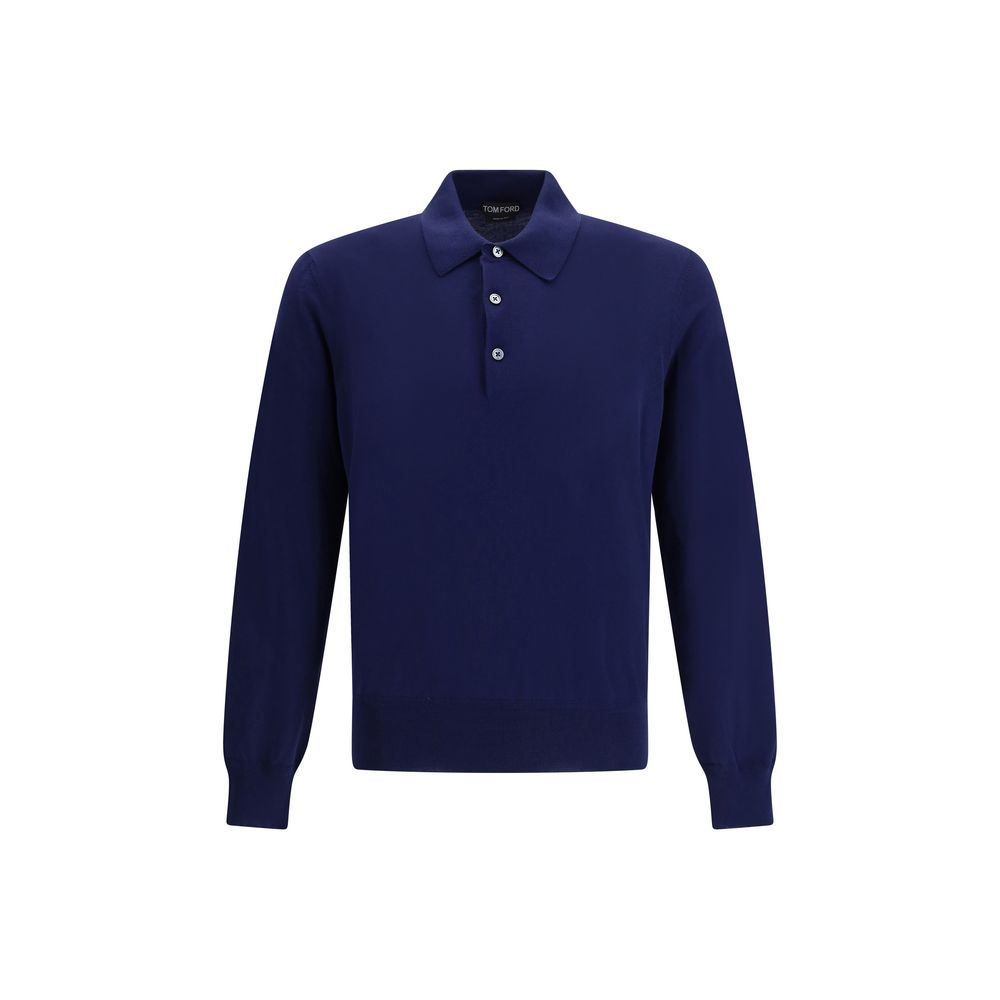 Tom Ford Blaues Baumwoll-Poloshirt