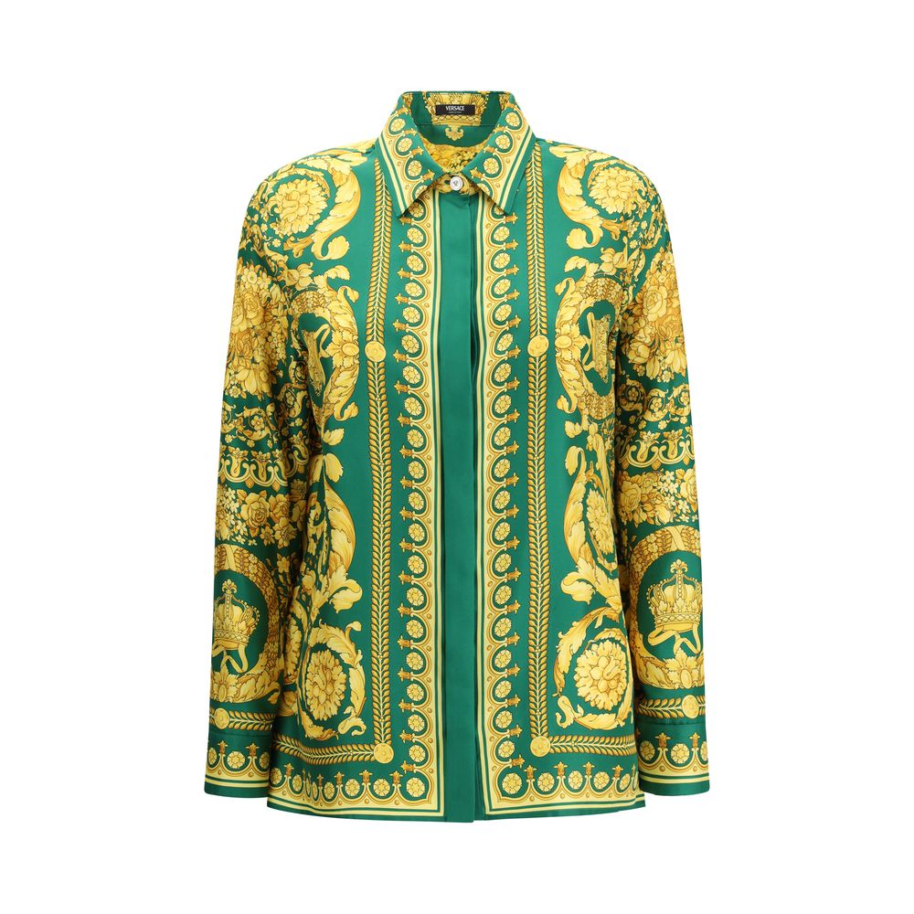 Versace Zweifarbige Seidenhemd mit Muster