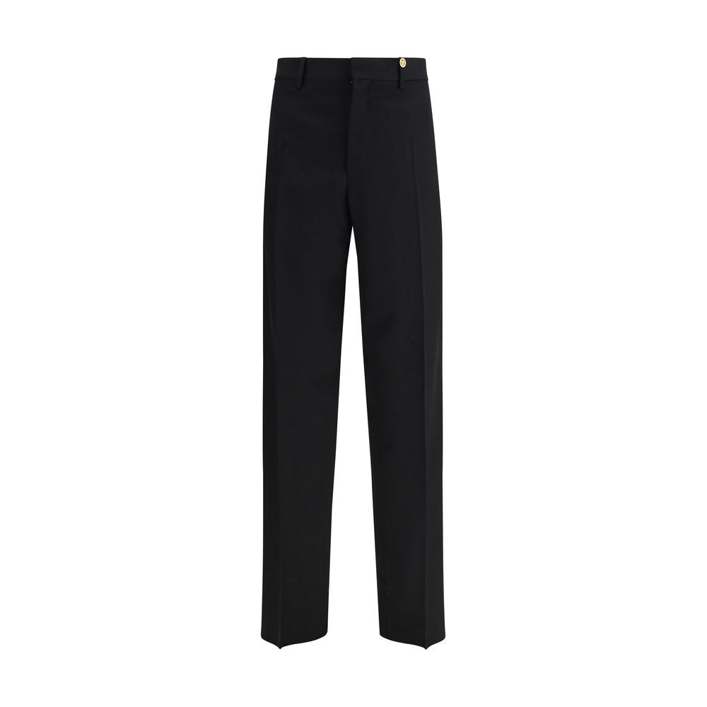 Versace Schwarze Woll-Anzughose aus Fleece